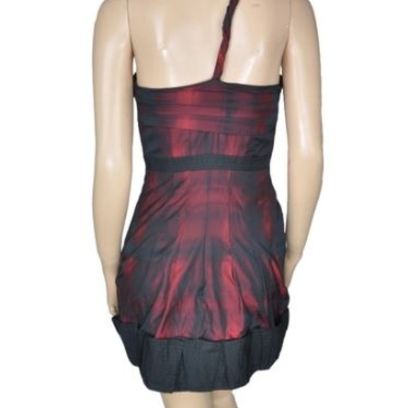 BCBG MaxAzria Red & Black Ombre Runway One-Shoulder Mini Dress - Size 2 - Picture 2 of 16